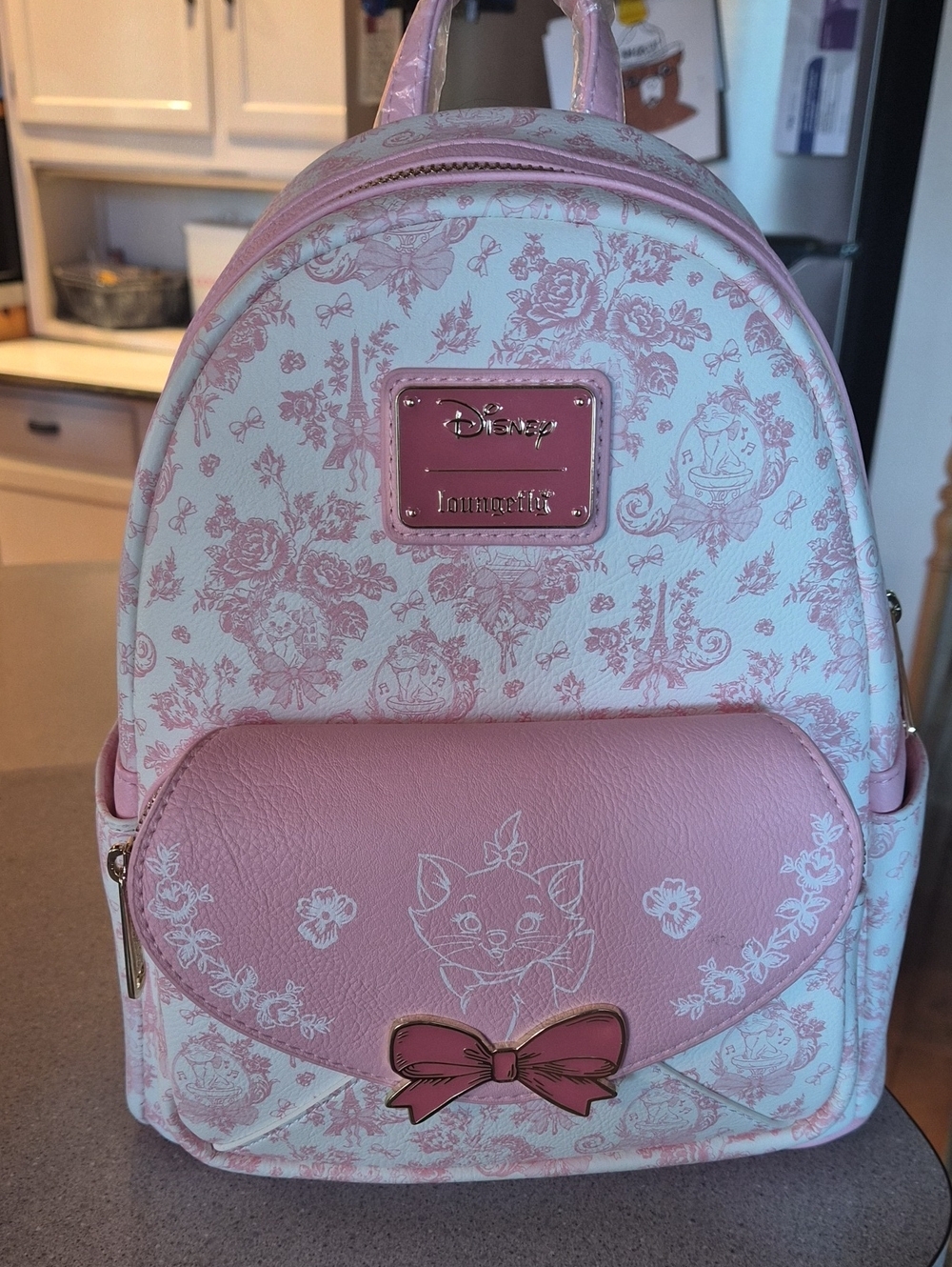 Loungefly Pink & Cream Marie Toile Mini Backpack for Kids